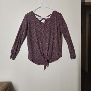 Bobbie Brooks Purple Long Sleeve Tie Front Blouse